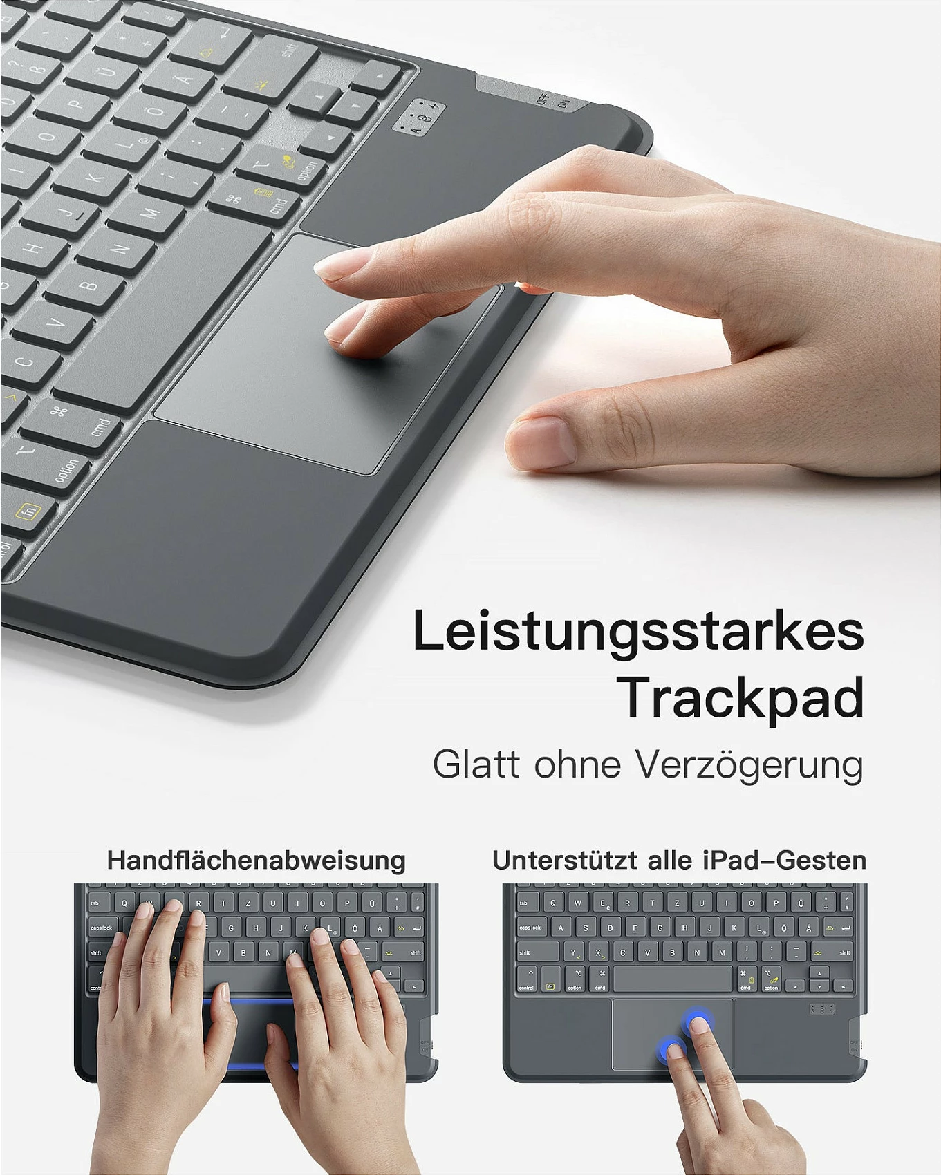 Tastierë Inateck KB04112_GRAY për iPad Air 11, me touchpad, gri