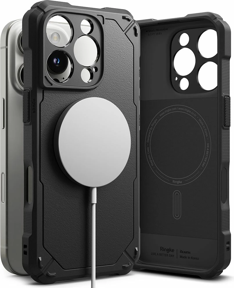 Mbështjellës Ringke Rugged Gear MagSafe për iPhone 16 Pro Max, i zi