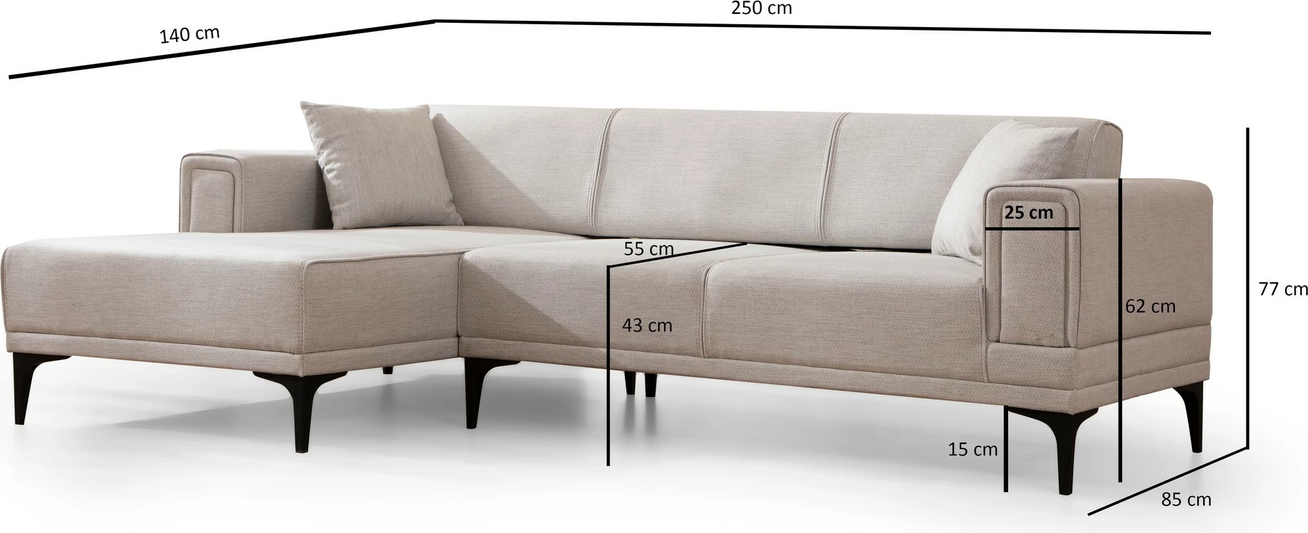 Kënd divan-krevat Atelier del Sofa, Horizon majtas, ngjyrë ecru