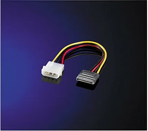 Kabllo adapter energjie ROLINE, Molex 4-pin në SATA 15-pin, 0.15 m, e zezë/kuqe/bardhë/verdhë