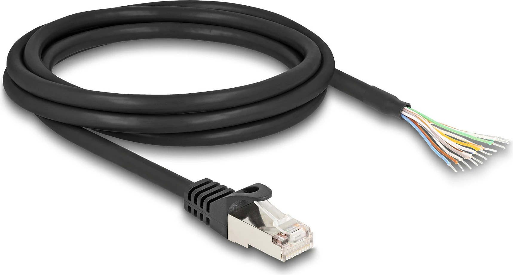 Kabll DeLOCK RJ50 (mashkull) në tela të hapura, S/FTP, 2 m, i zi