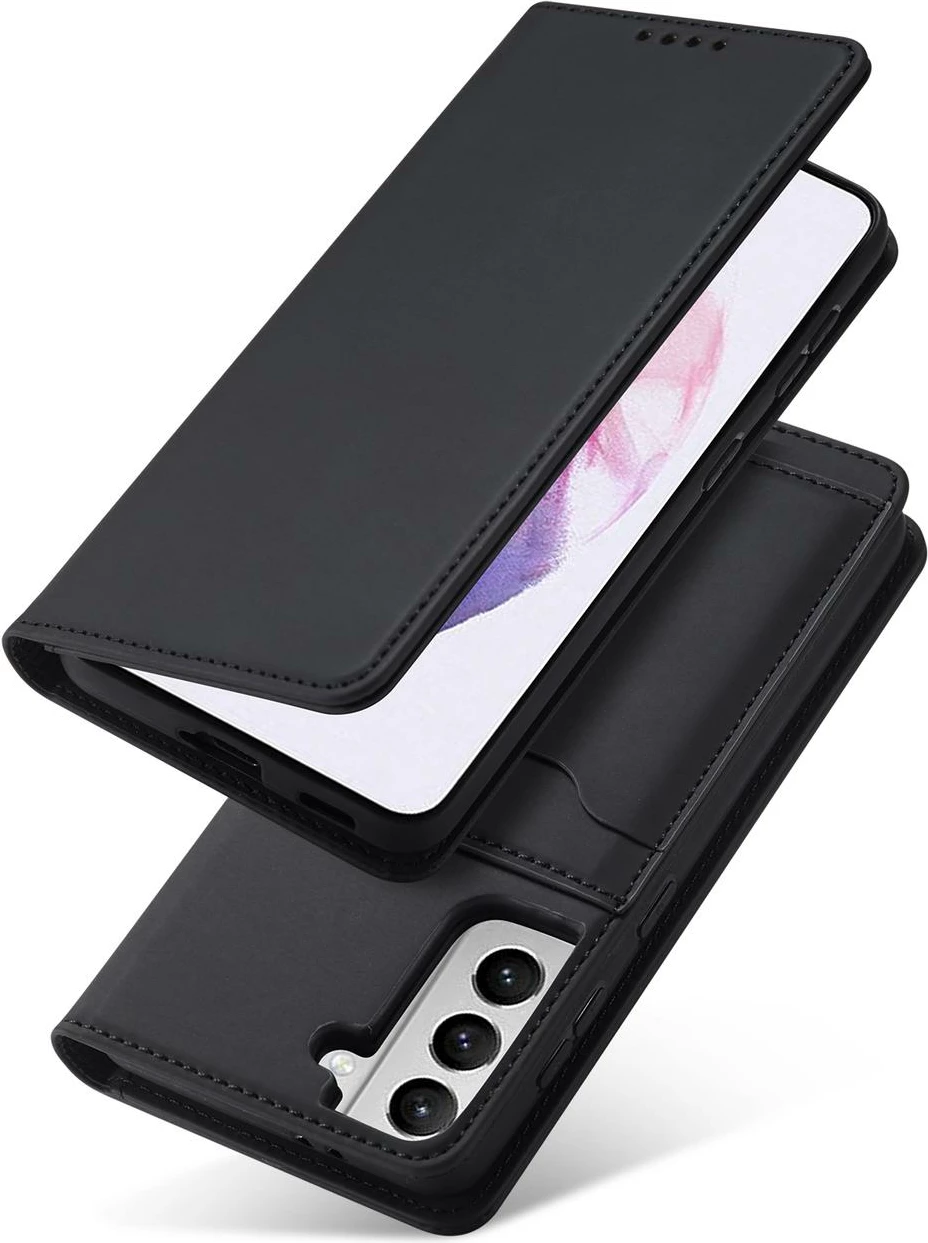 Mbështjellës magnetik për celular Hurtel Magnet Card Case për Samsung Galaxy S22+, i zi