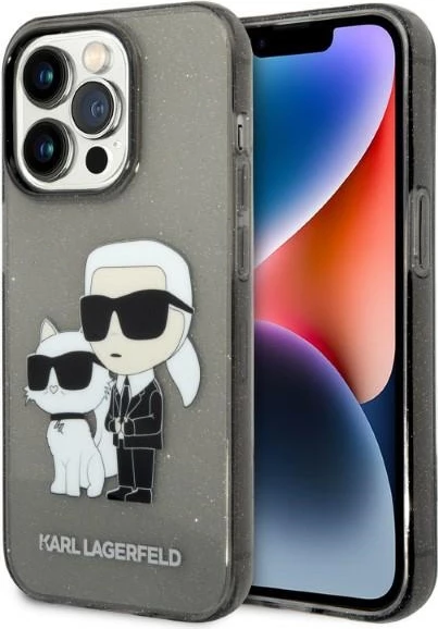 Mbështjellës Karl Lagerfeld Karl&Choupette për iPhone 14 Pro, i zi