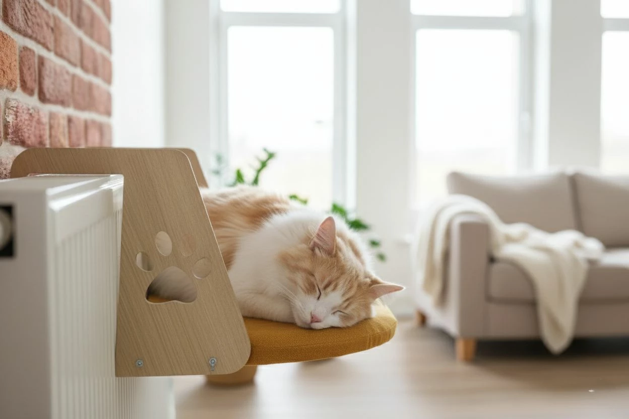 Shtrat për kafshë, i verdhë, për radiator, Paws & Whiskers, 52x35cm