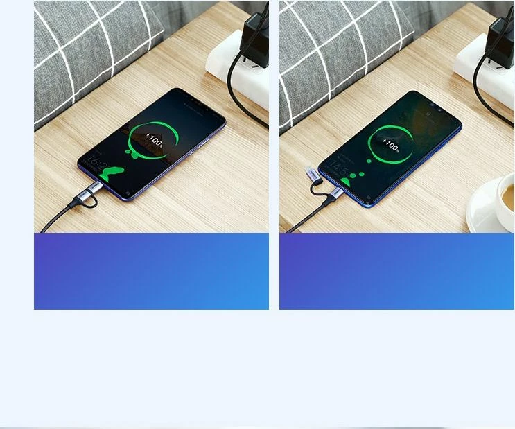 Kabllo USB Ugreen 30875 1 m, USB-A në microUSB + USB-C, 2.4A, e zezë