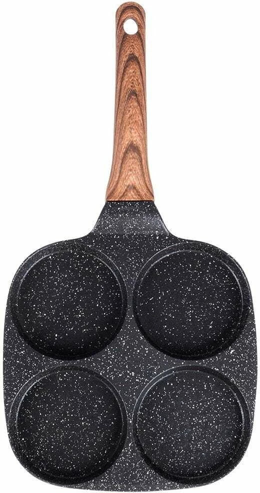 Tigan për vezë Vilde Black&Wood 199009 19 cm, 4 vrima, veshje granite non-stick, i zi