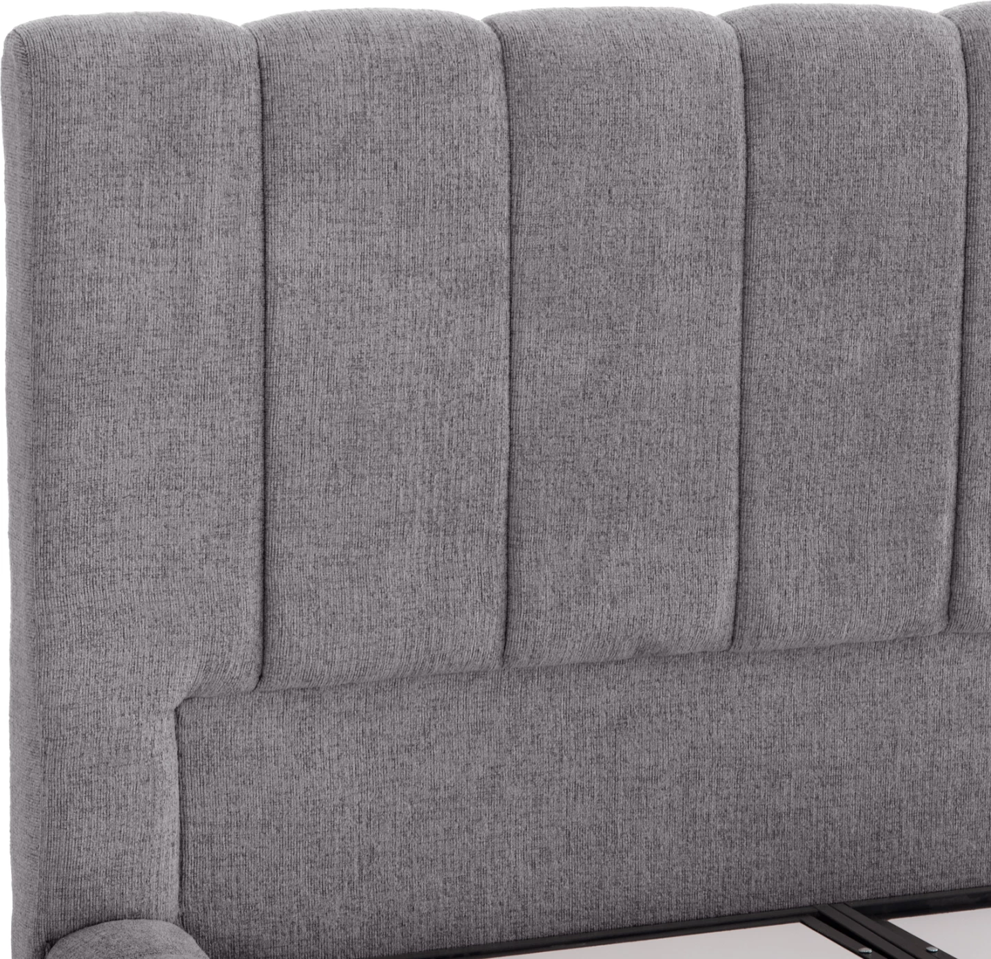Krevat dopio me hapësirë për depo, material TEDDY, ngjyrë gri, për dyshek 160x200cm