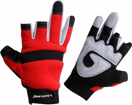 Doreza pune LAHTI PRO L281208K, madhësia M, me 3 gishta të hapur, me astar, kuqe/zi (1 palë)