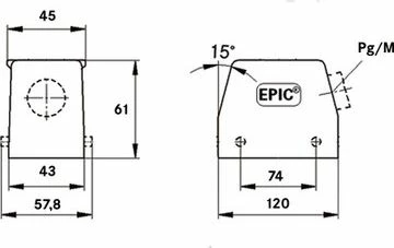 Kasë lidhësi industrial LAPP EPIC H-B 24 TS M32 (19123000), gri