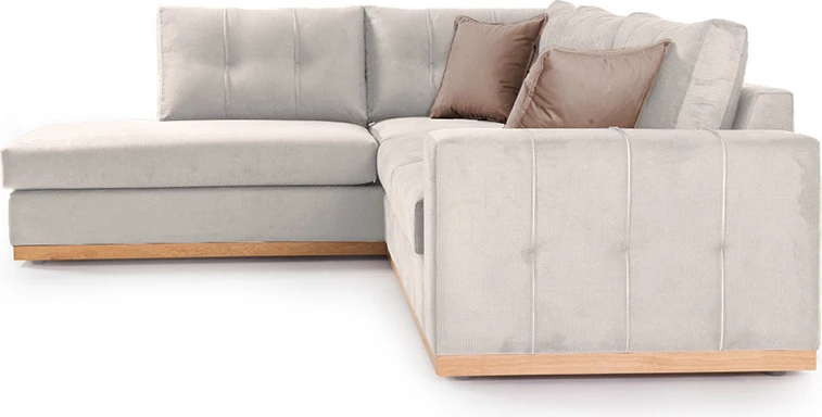 Divan qoshe Boston qoshe e djathtë, pëlhurë krem-kafe, 280x225x90cm