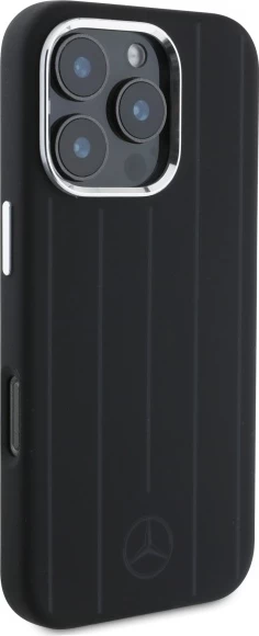 Mbështjellës Mercedes Silicone Vertical Tonal Stripes MagSafe për iPhone 16 Pro Max, Zi