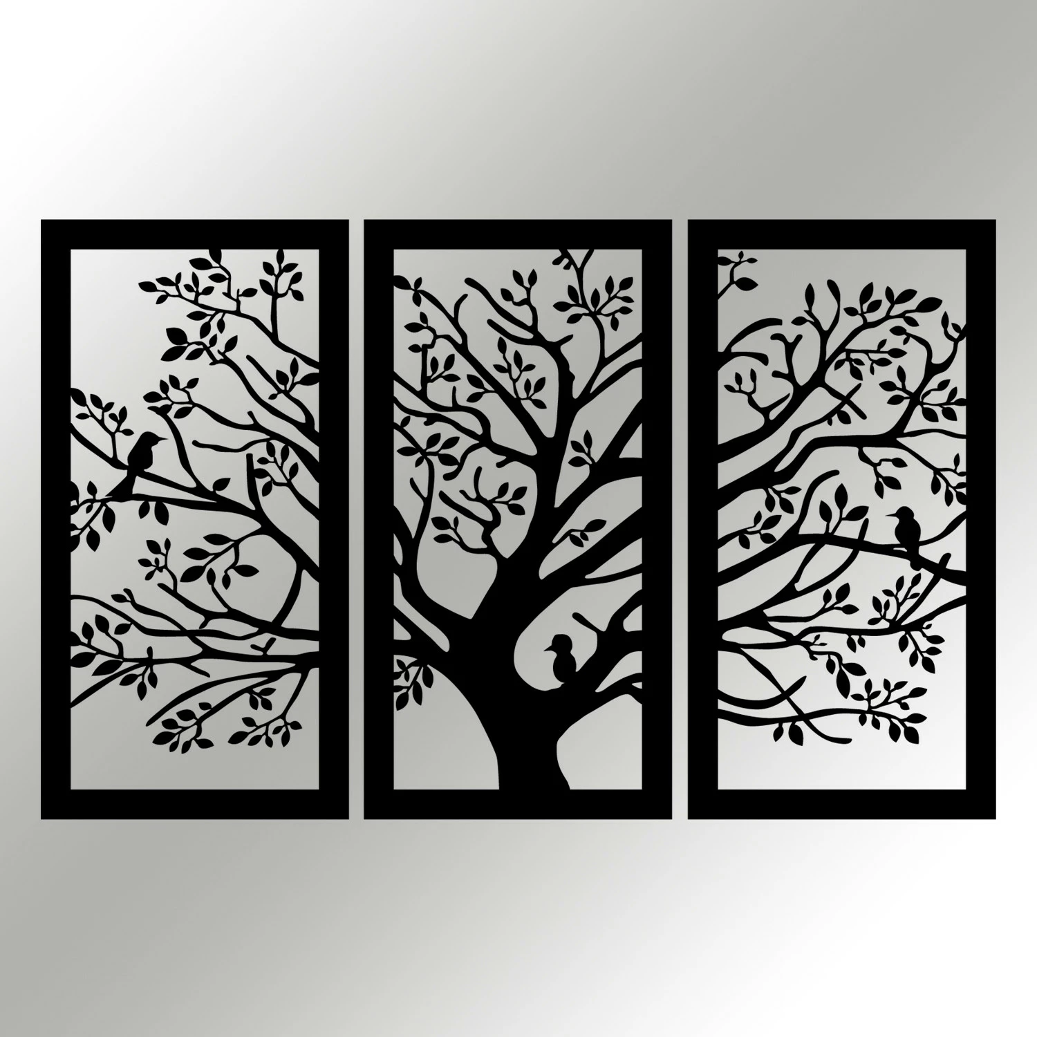 Aksesor dekorativ metalik për mur, Wallity Arbol, i zi, M124, 103x65cm