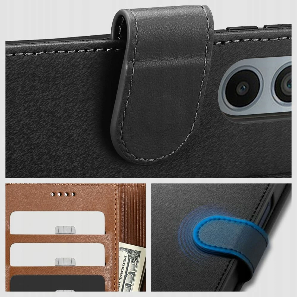 Mbështjellës Tech-Protect Wallet për Samsung Galaxy S23 FE, eko lëkurë, i zi