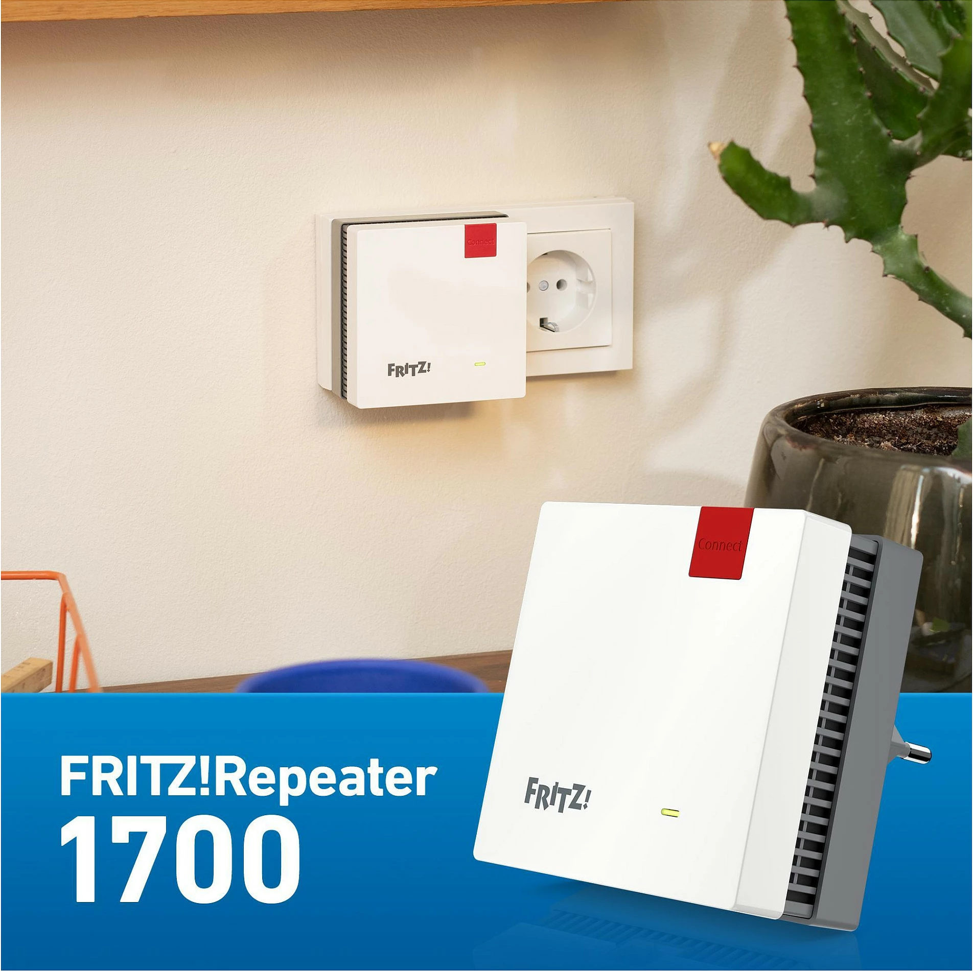 Sistem Mesh FRITZ Mesh Set 1700 (VPE 2), Wi‑Fi 7, Dual-Band, 1x LAN, kuqe/bardhë