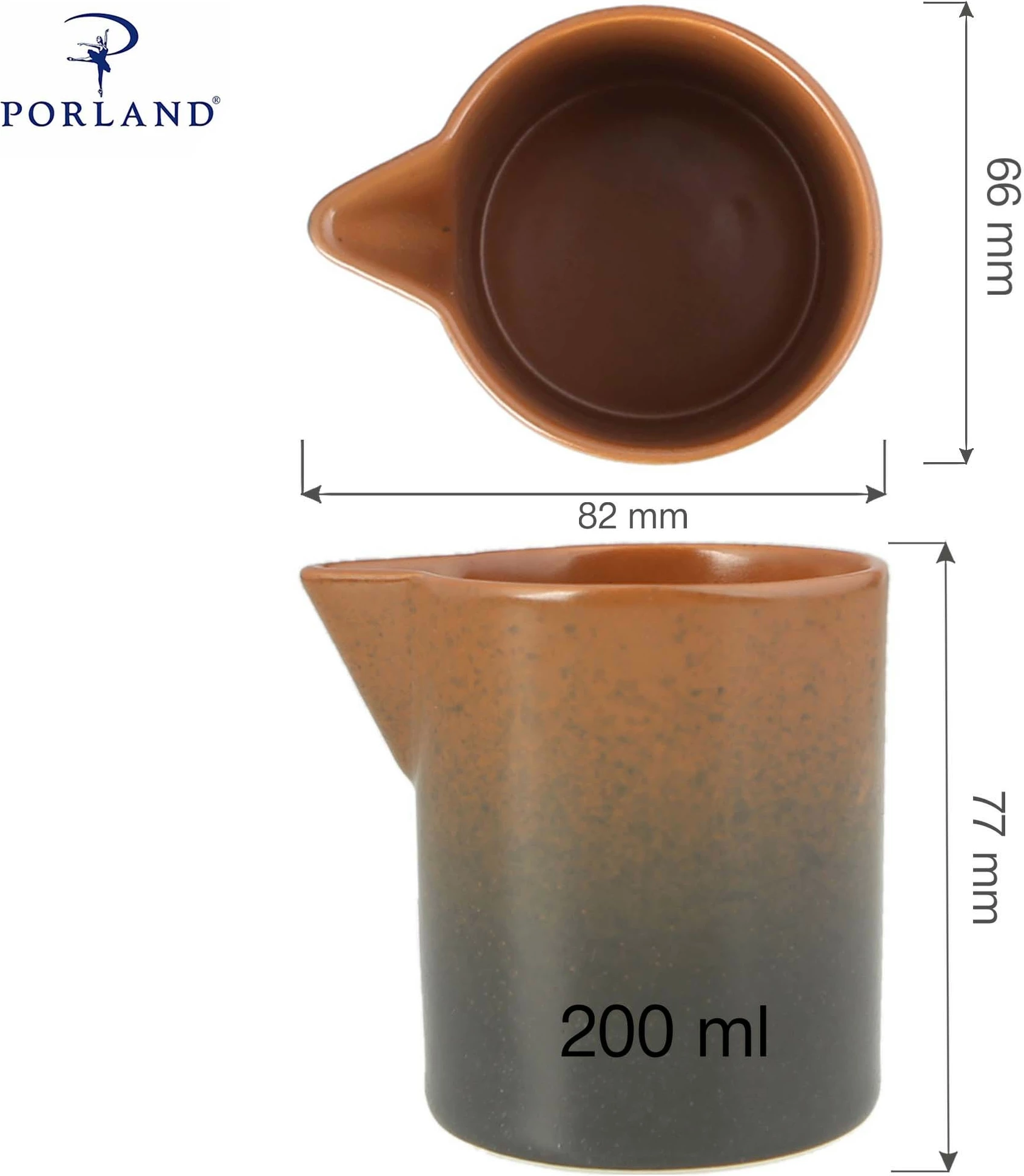 Tas për salcë Porland Lykke 200 ml, kafe, set 6 copë