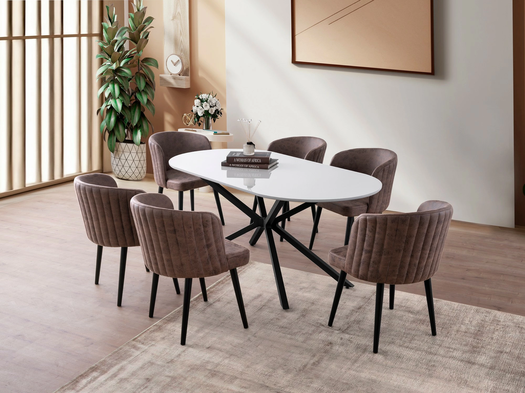 Tavolinë ngrënieje Hanah Home, Aura - 3011, ngjyrë mocha e çelët