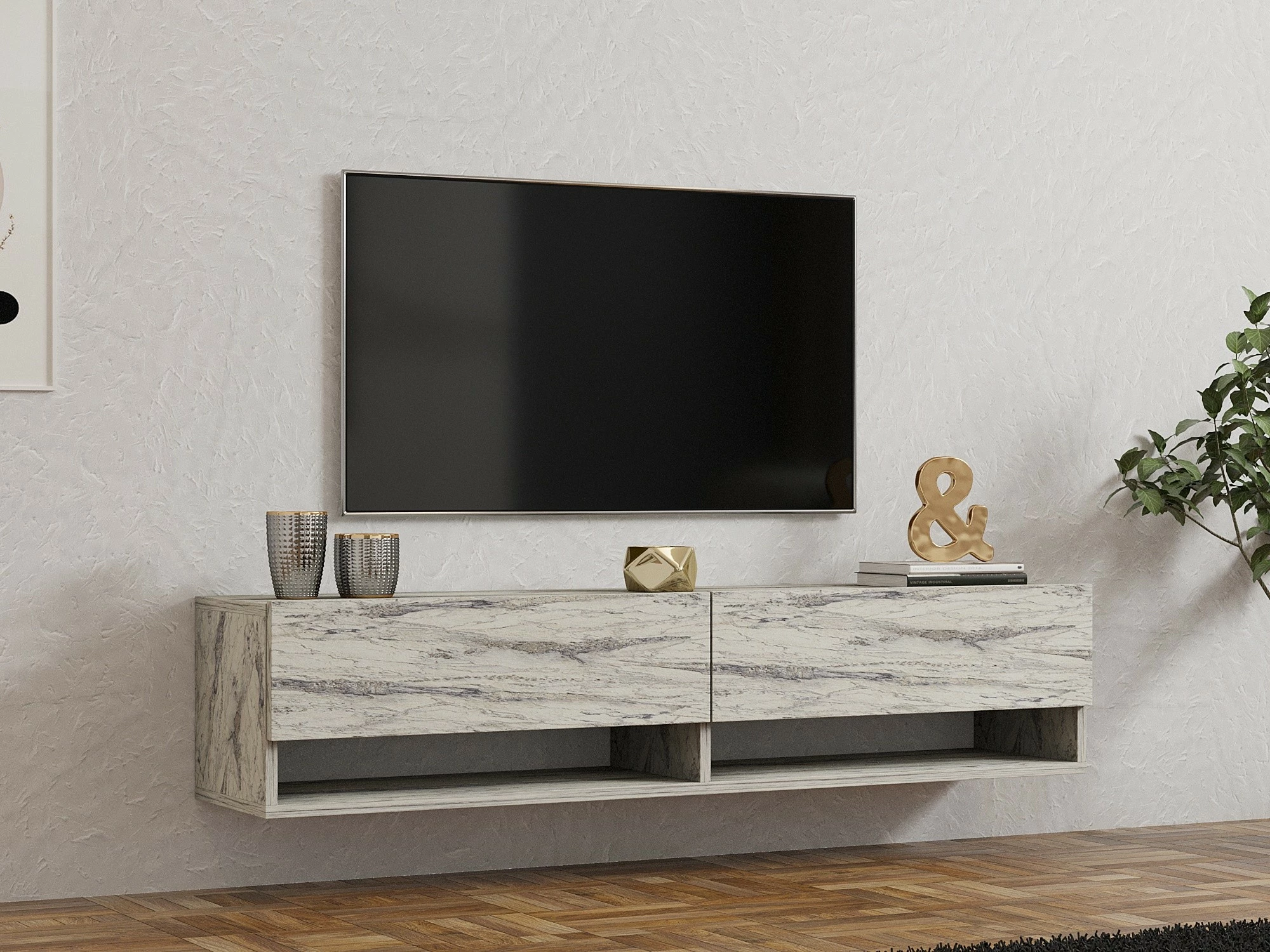 Komodë TV Hanah Home, Arges - Freesia, mermer travertin