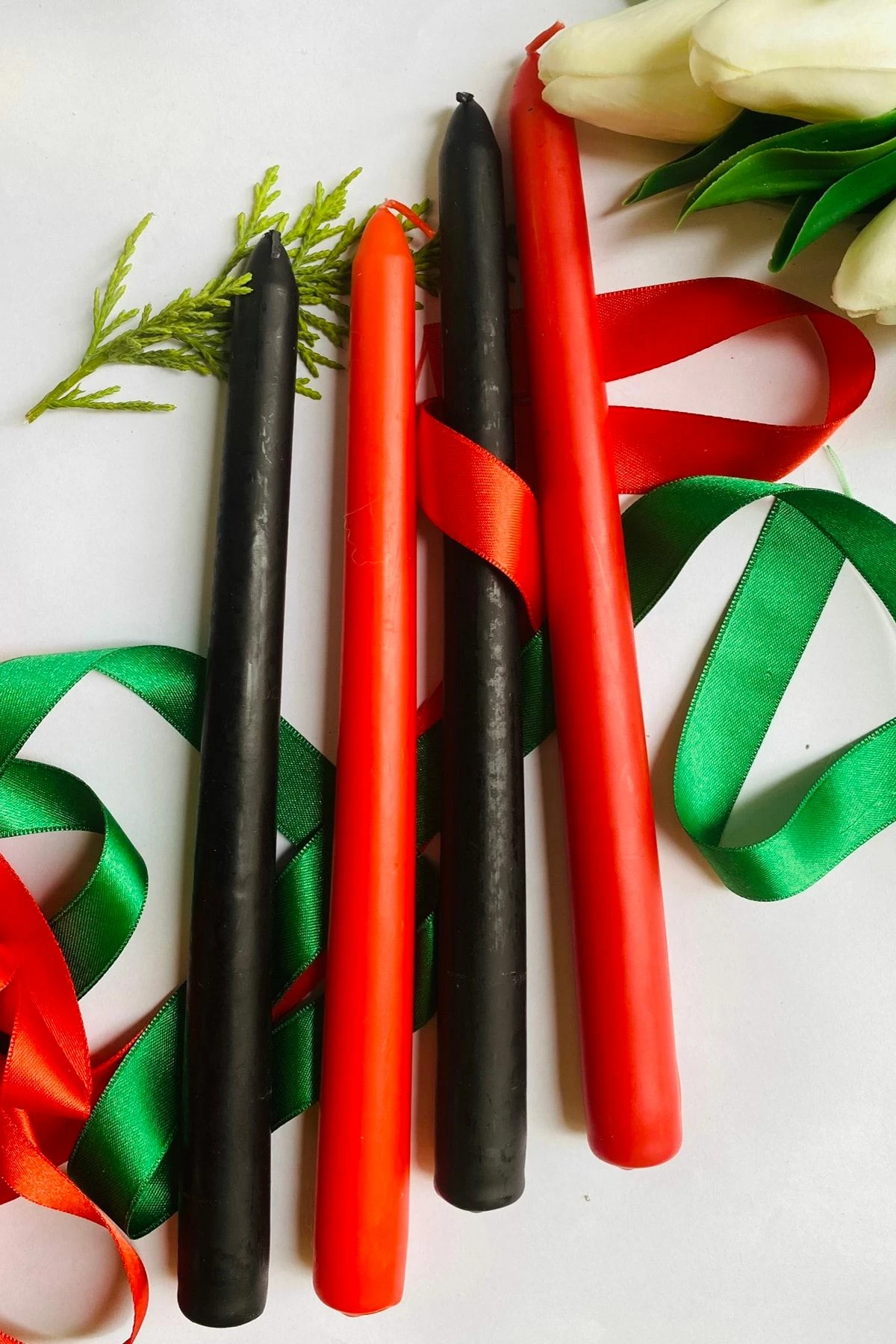 Set qirinjsh (4 copë), ngjyrë e zezë dhe e kuqe, Premium Christmas, Evila Originals