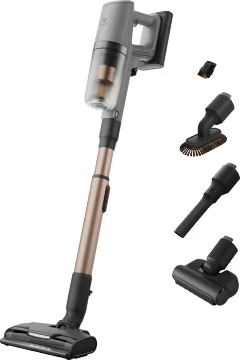 Fshesë me korrent vertikale pa kabllo, Electrolux, EP82AB25UG, 90 min bateri, depozitë 0.4 L, thithje 140, filtri palosur, me furçë PetPro+, gri