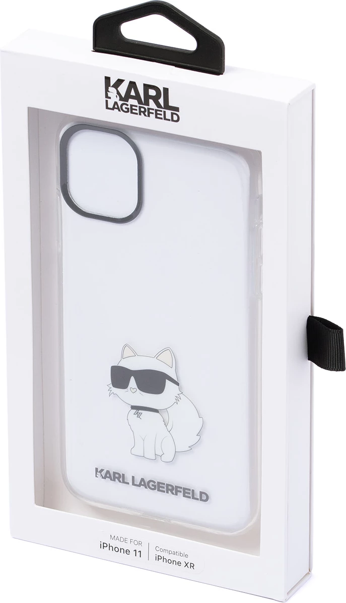 Mbështjellës Karl Lagerfeld Ikonik Choupette për iPhone 11/XR, transparent