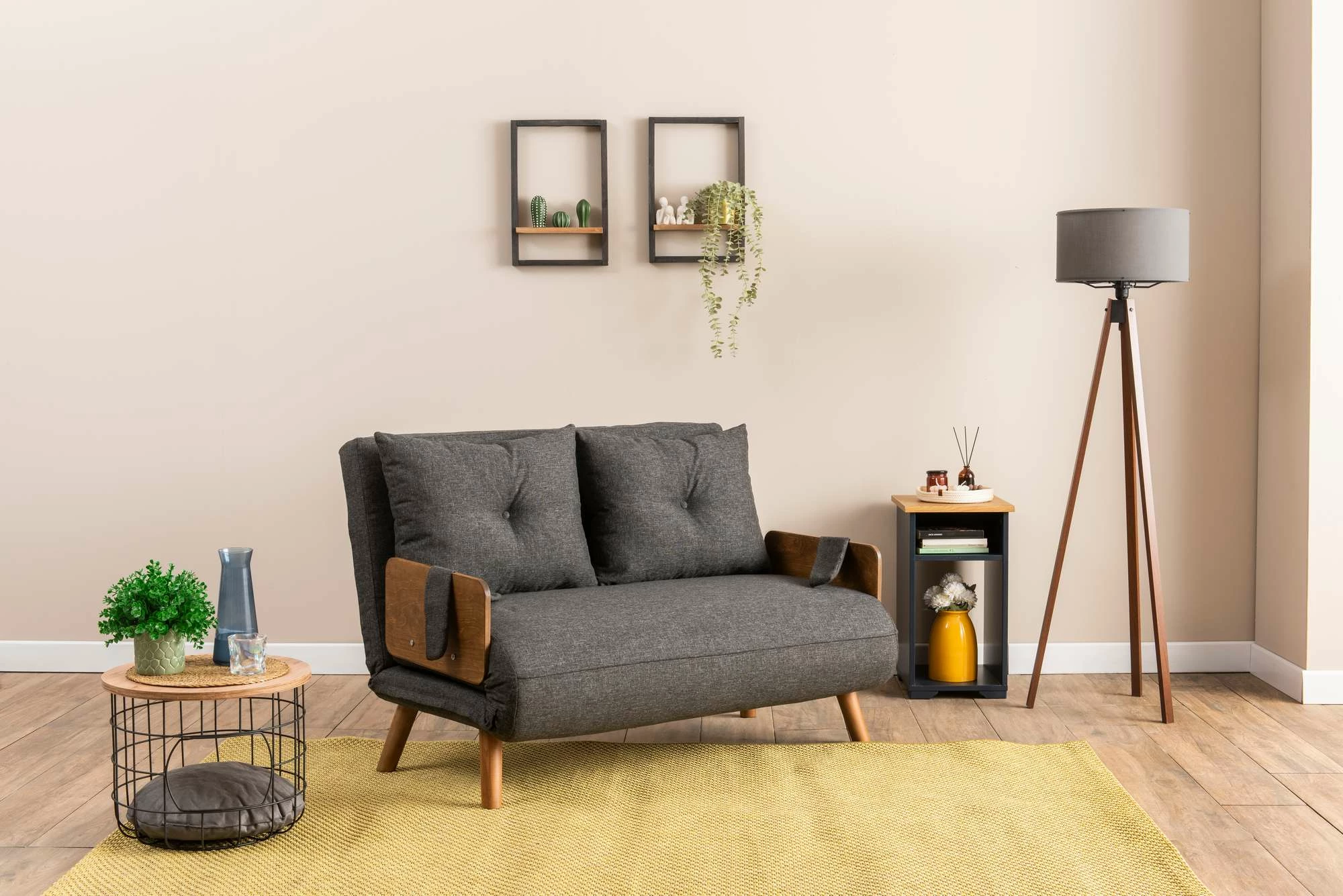 Divan-krevat dy vendesh, Cosmo, ngjyrë gri e errët