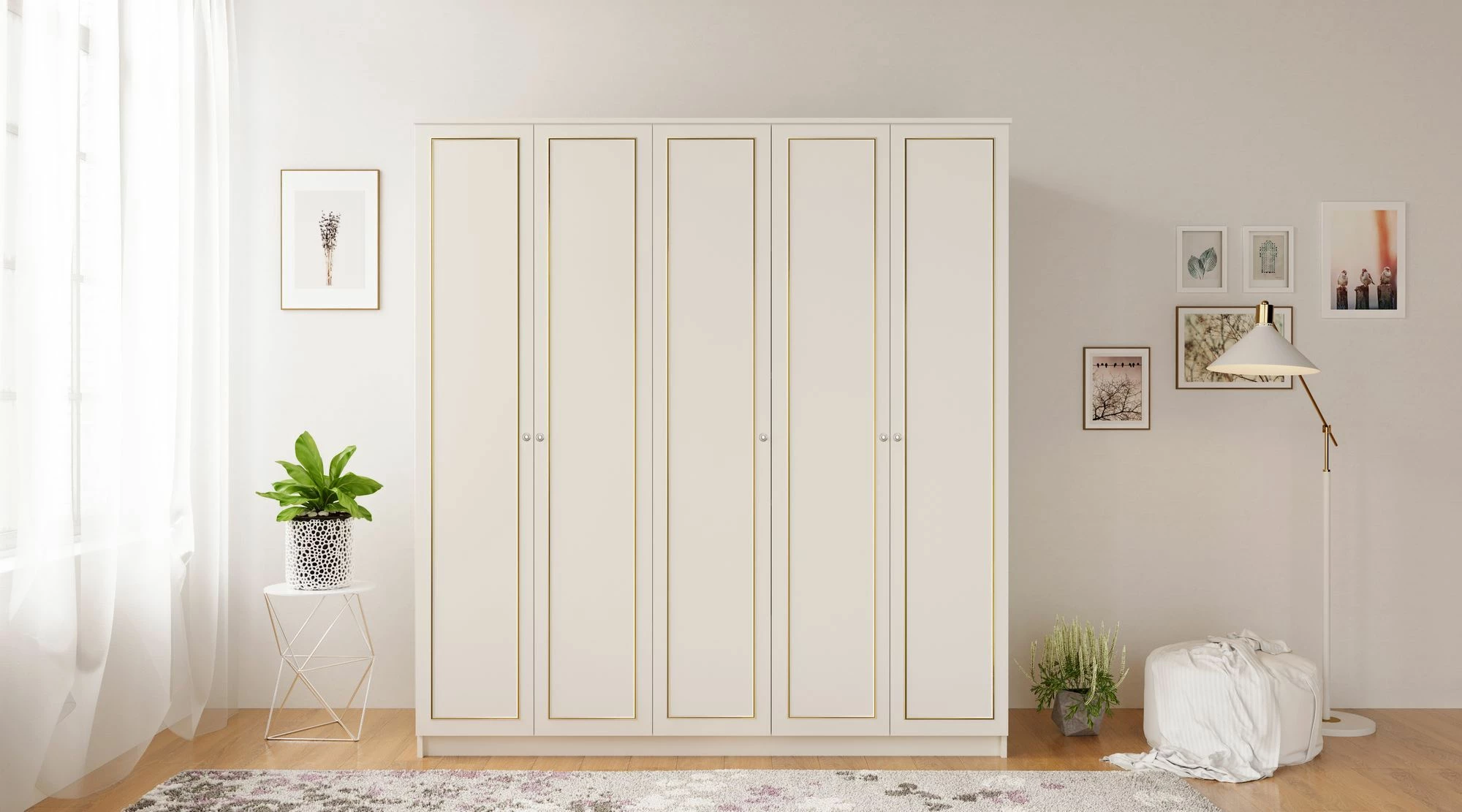 Dollap garderobe Skye Decor, ngjyrë e bardhë mat, RB-082, 175x180x52cm