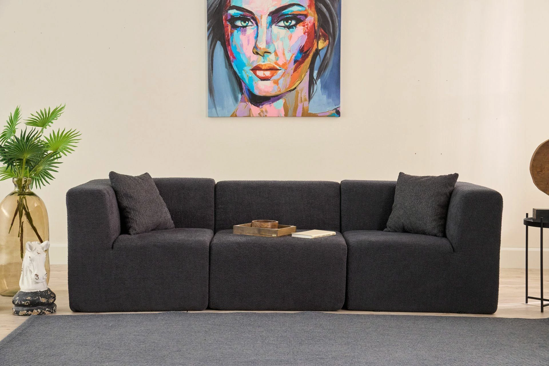 Divan treshe Atelier del Sofa, ngjyrë antracit, 3 pjesë