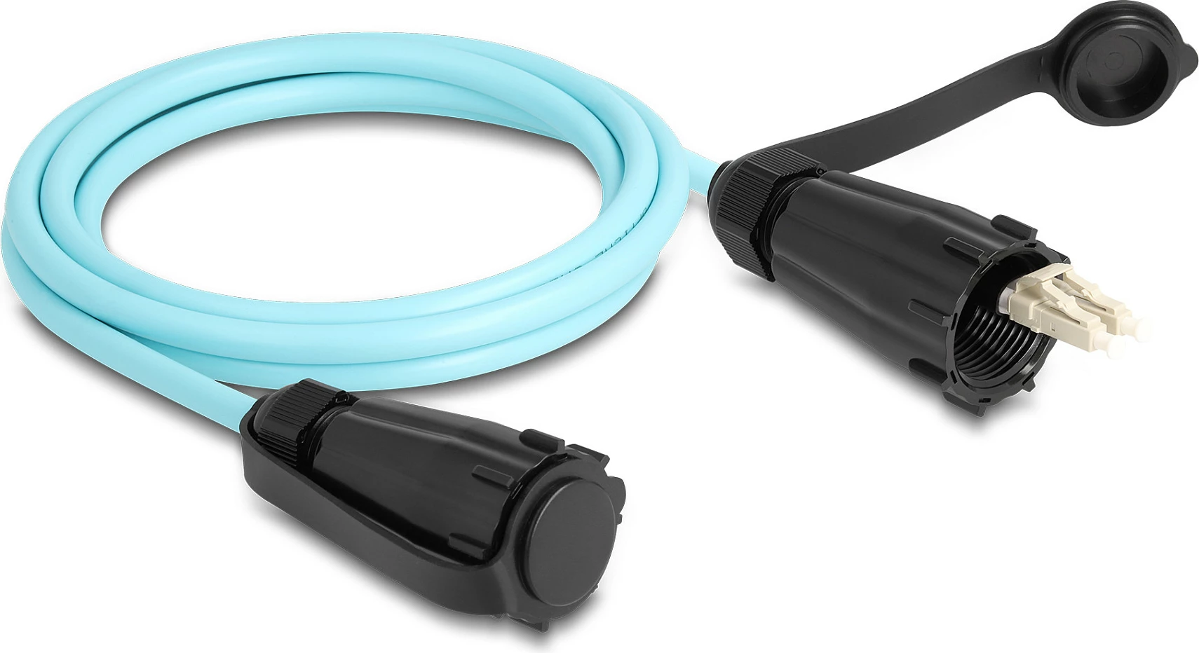 Kablë fibër optike DeLOCK LC-LC Duplex, OM3 multi-mode, IP68, 2 m, aqua