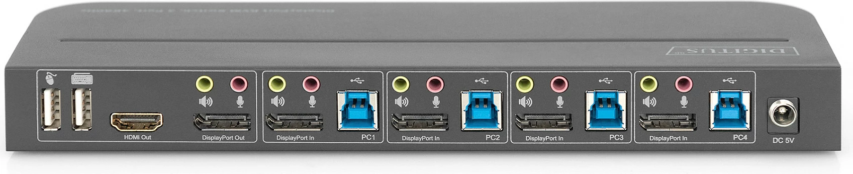 KVM Switch Digitus 4-Port, 4K 60Hz, DP/HDMI, USB 3.0, i zi