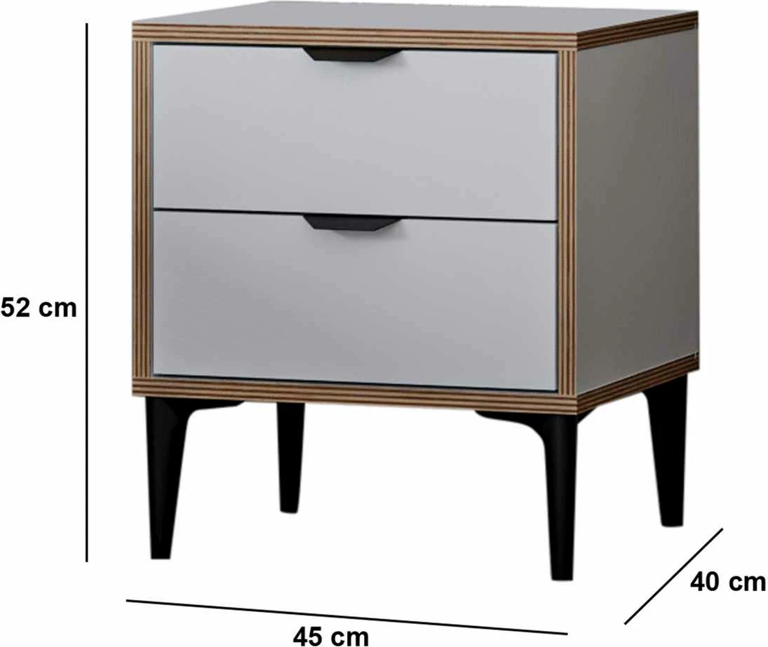 Komodinë natës Skye Decor, Arden, e bardhë