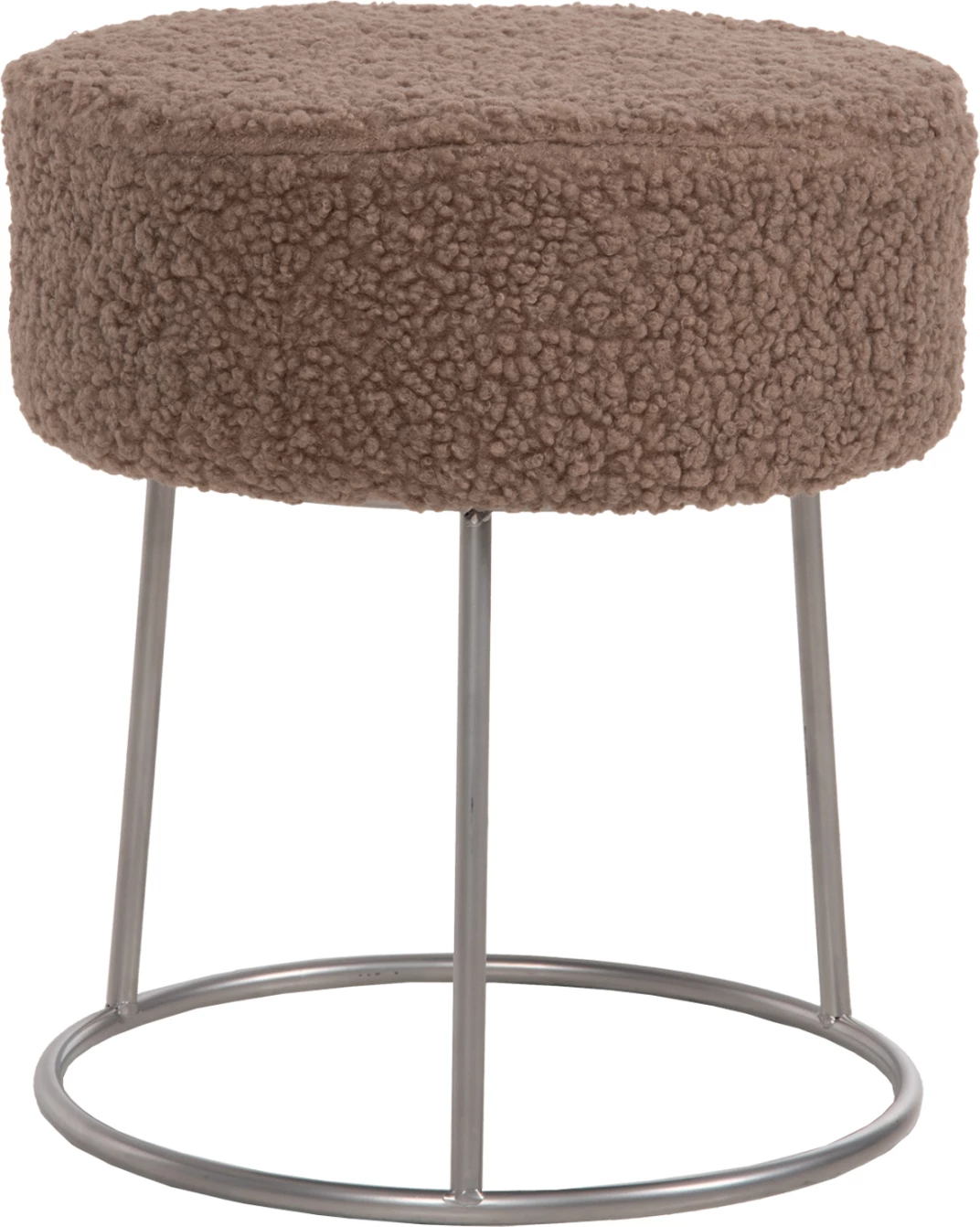 Karrige për bar KARLO FH8411.25, ngjyrë kafe e çelët, pëlhurë boucle me bazë argjendi, Φ35x41H cm