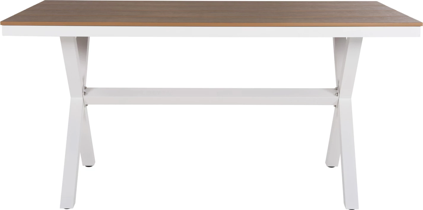 Tavolinë drejtkëndore alumini, TAWNEE, ngjyrë e bardhë, polivud, 150x89.5x73H cm