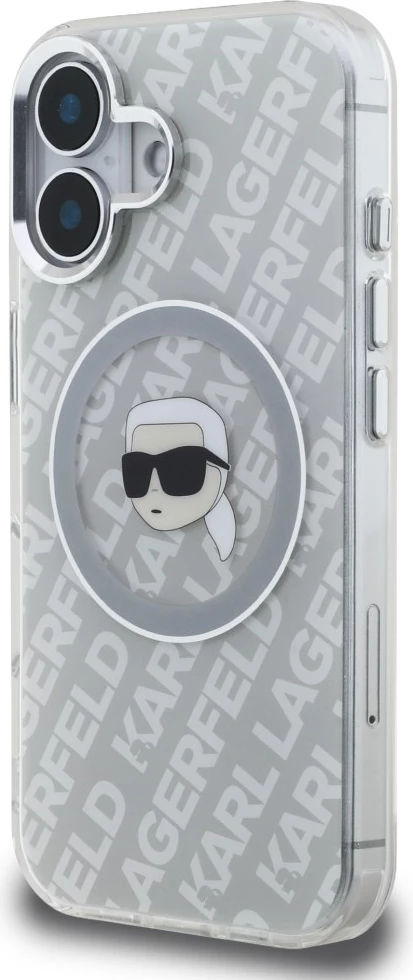 Mbështjellës Karl Lagerfeld IML Karl Head Logo MagSafe për iPhone 16, gri