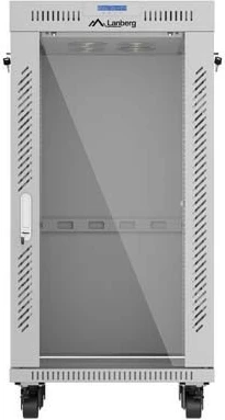 Kabinet rack LANBERG 19" 22U 600x600, derë qelqi, gri