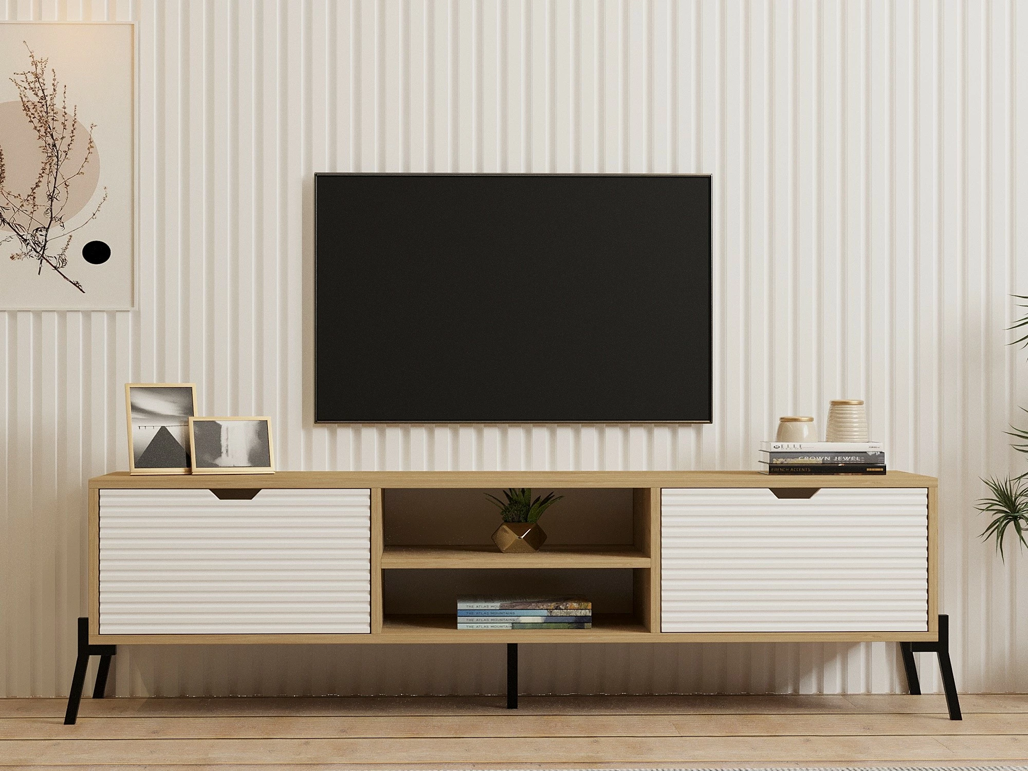 Komodë TV Hanah Home, ngjyrë lis safir, e bardhë