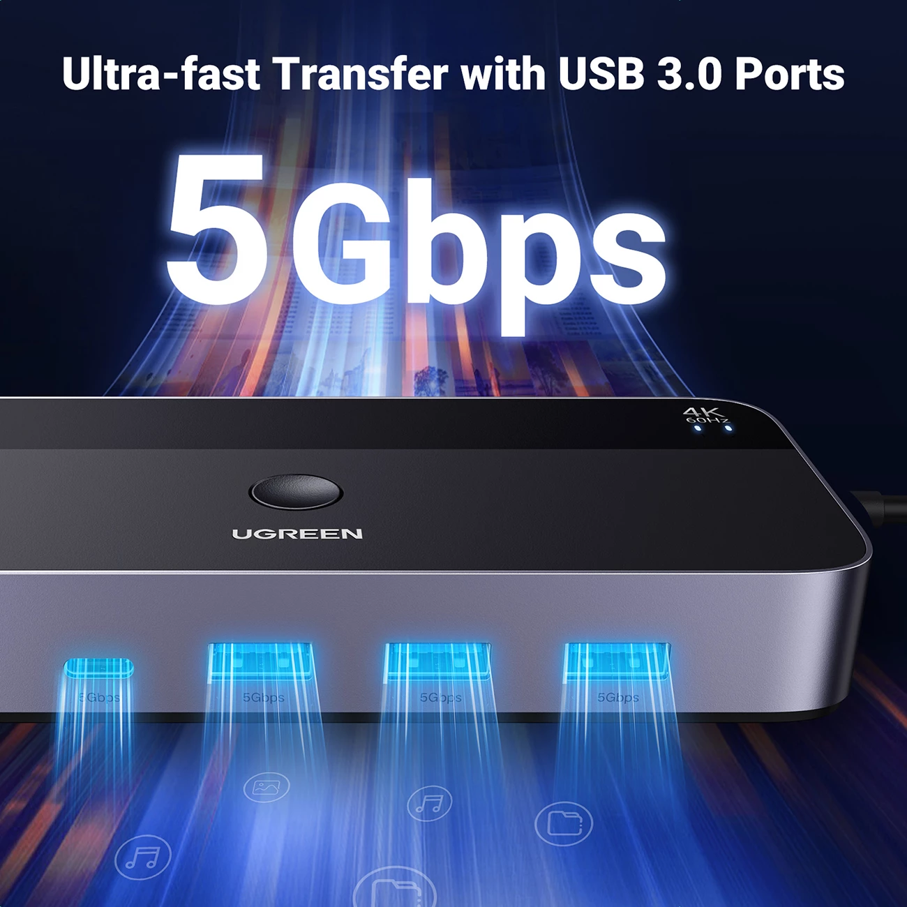 KVM switch Ugreen CM664, 4K, 6 porta, i zi