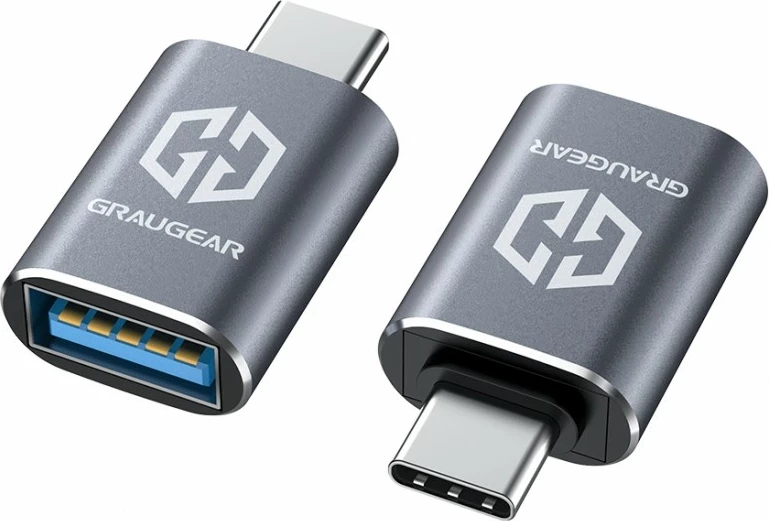Adapter USB GrauGear USB 3.2 Gen2 Type-A në Type-C, 2 copë, gri