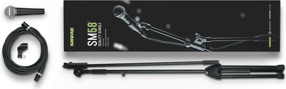 Mikrofon Shure SM58-KM-SOM për skenë/performance, i zi, set me 3 copë