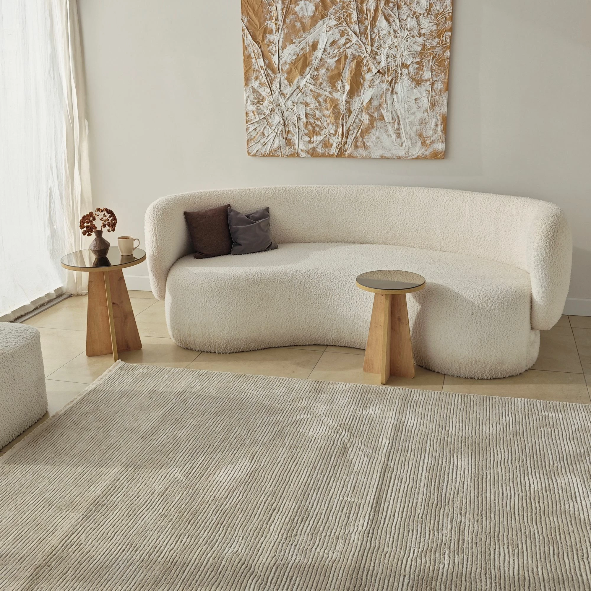 Set tavolinash anësore Skye Decor, Luna 2, bronzi, lisi sapphire