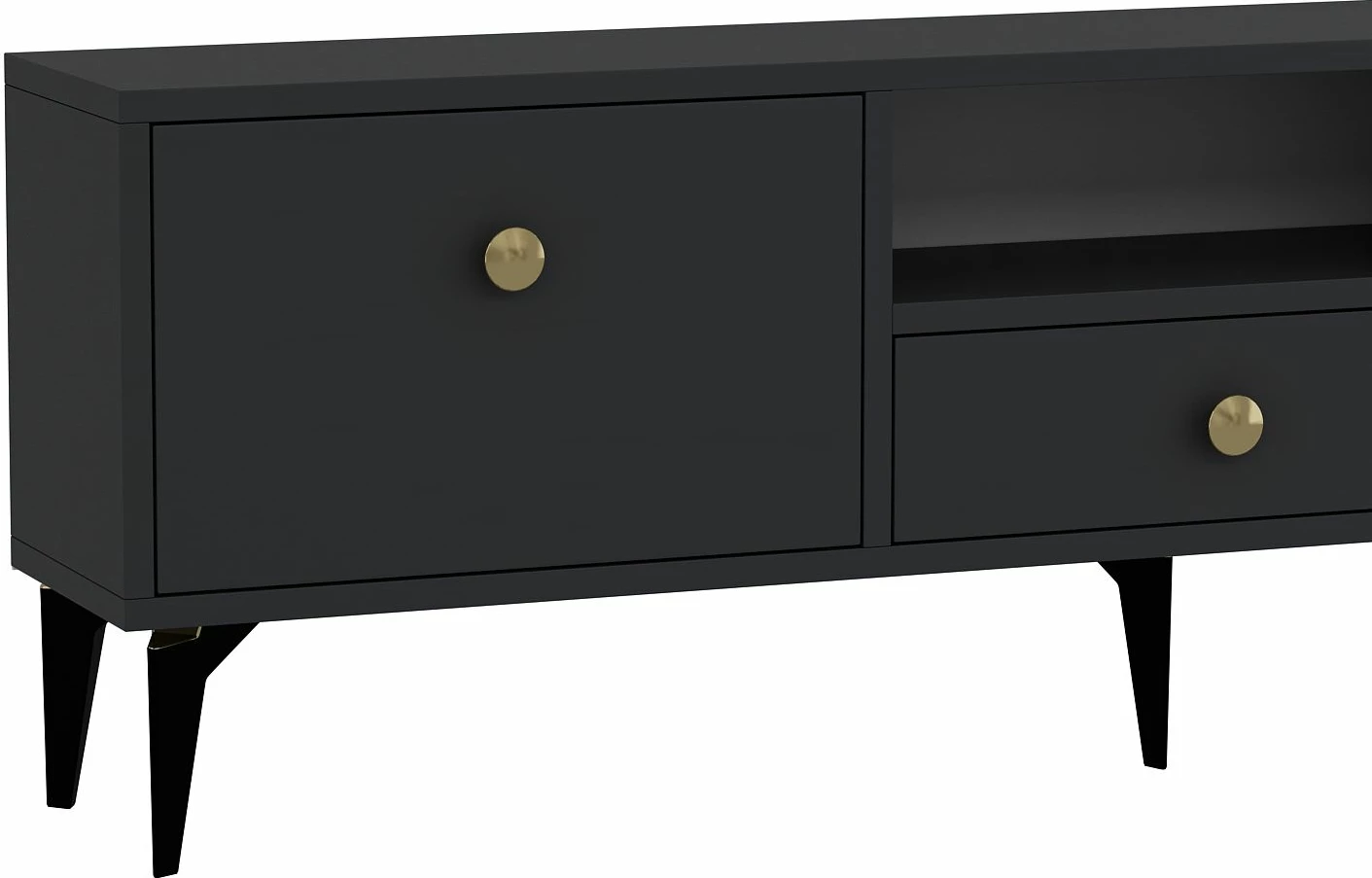 Komodë për TV, Skye Decor, 1300-DROP-1, antracit, ari