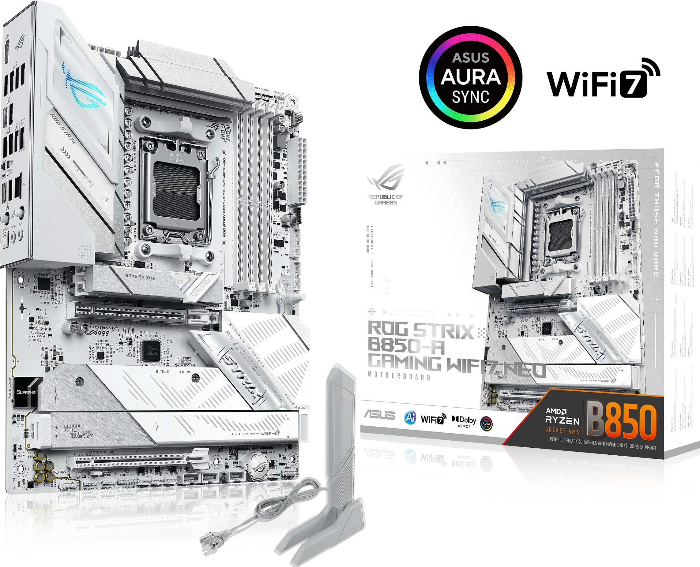 Pllakë amë ASUS ROG STRIX B850-A Gaming WiFi 7 Neo, Socket AM5, DDR5 deri 256GB, 5G LAN, e bardhë