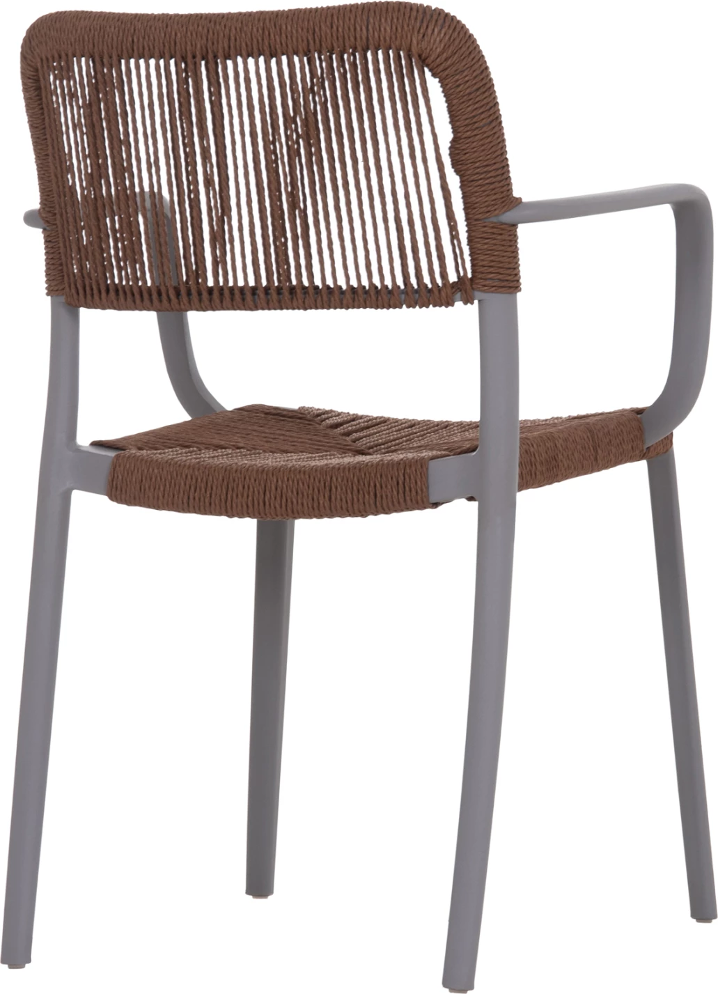 Karrige për jashtë STRIDER, polipropilen gri, litar kafe, 57x53x80cm