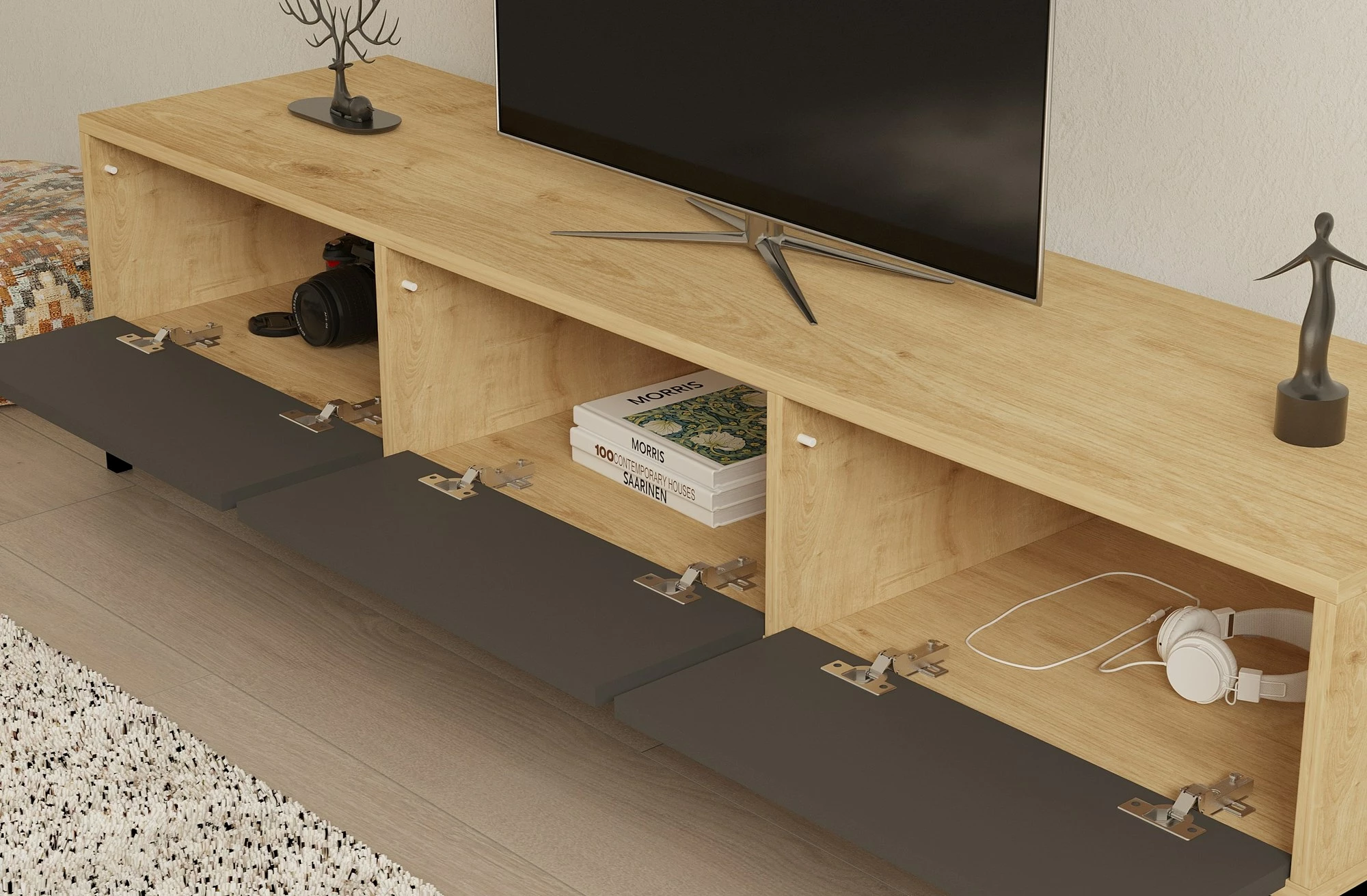 Komodë TV Hanah Home, ngjyrë sahra, 160x40x40cm