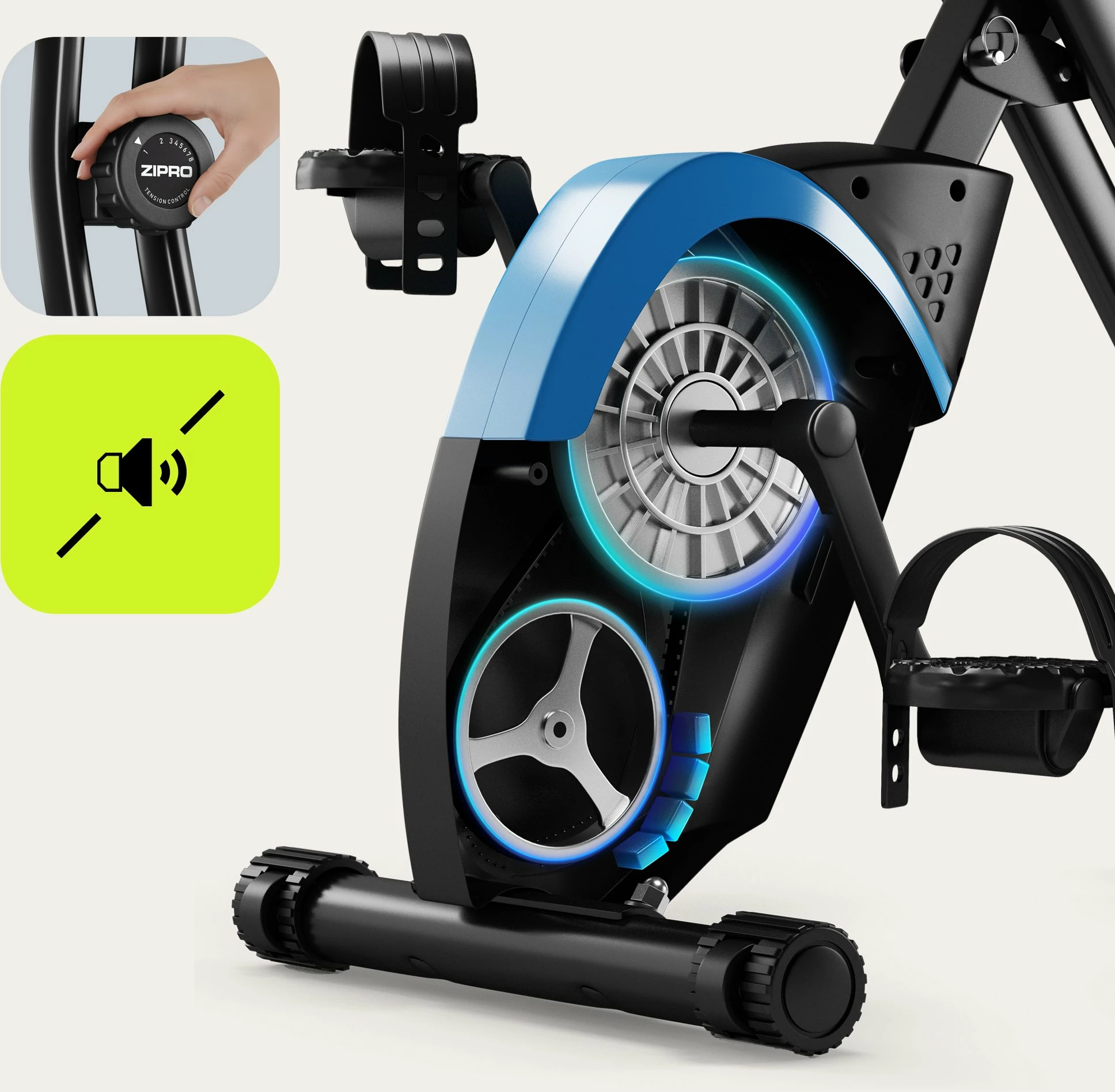 Biçikletë statike Zipro Future X, rezistencë magnetike 8 nivele, e palosshme vertikale, max 110 kg, e zezë