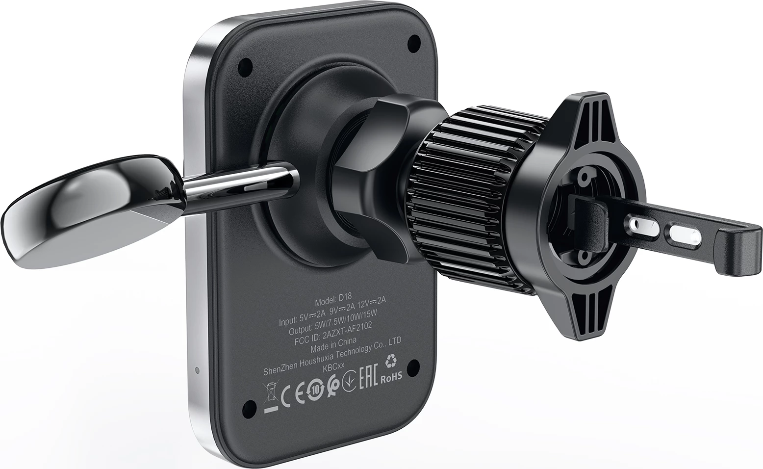 Mbajtës magnetik për veturë me karikues wireless Acefast D18, 15W, MagSafe/Qi, me kabllo USB-A në USB-C, zi