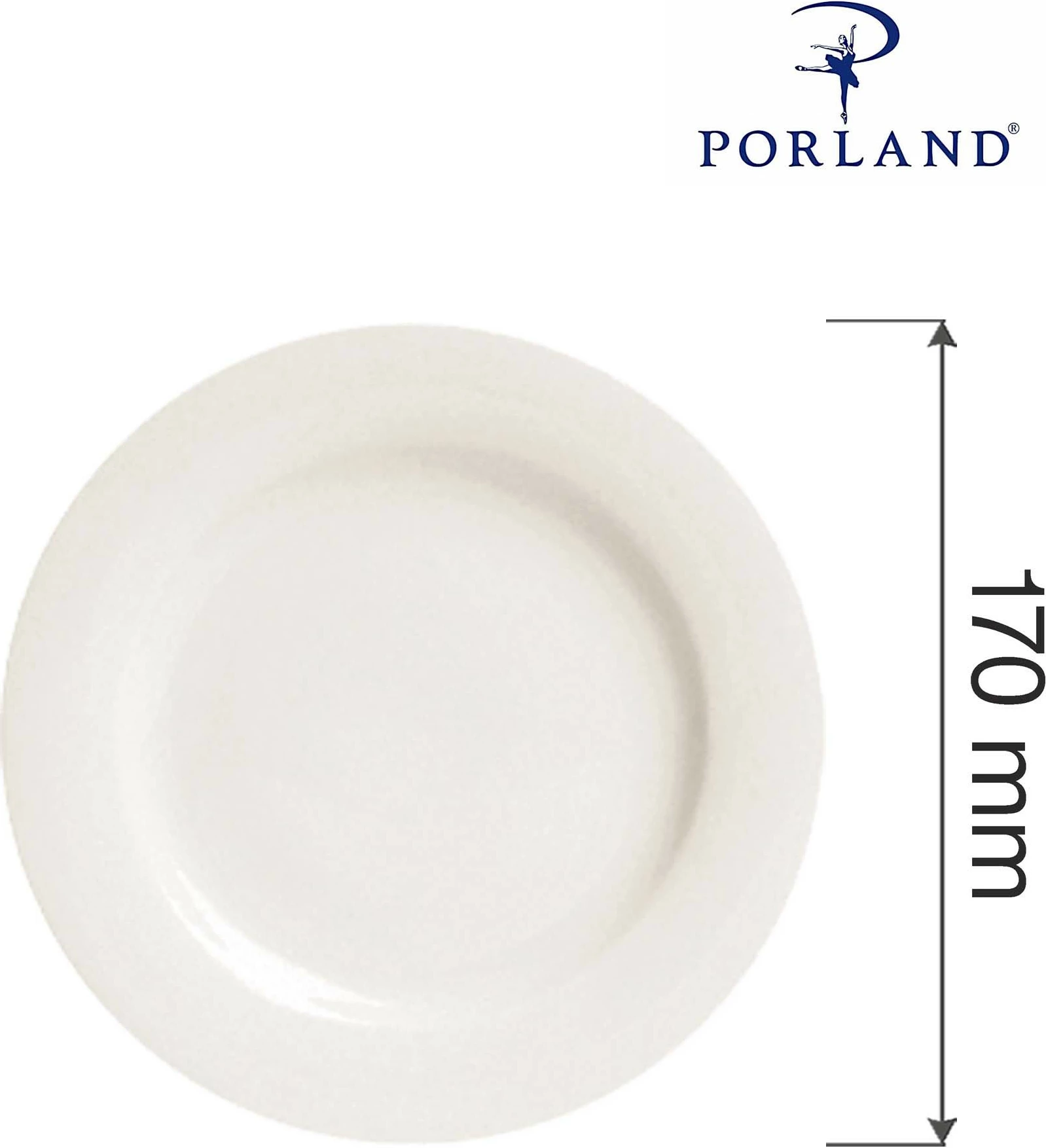 Pjatë porcelani Porland Dove Ø170 mm, krem, set 6 copë