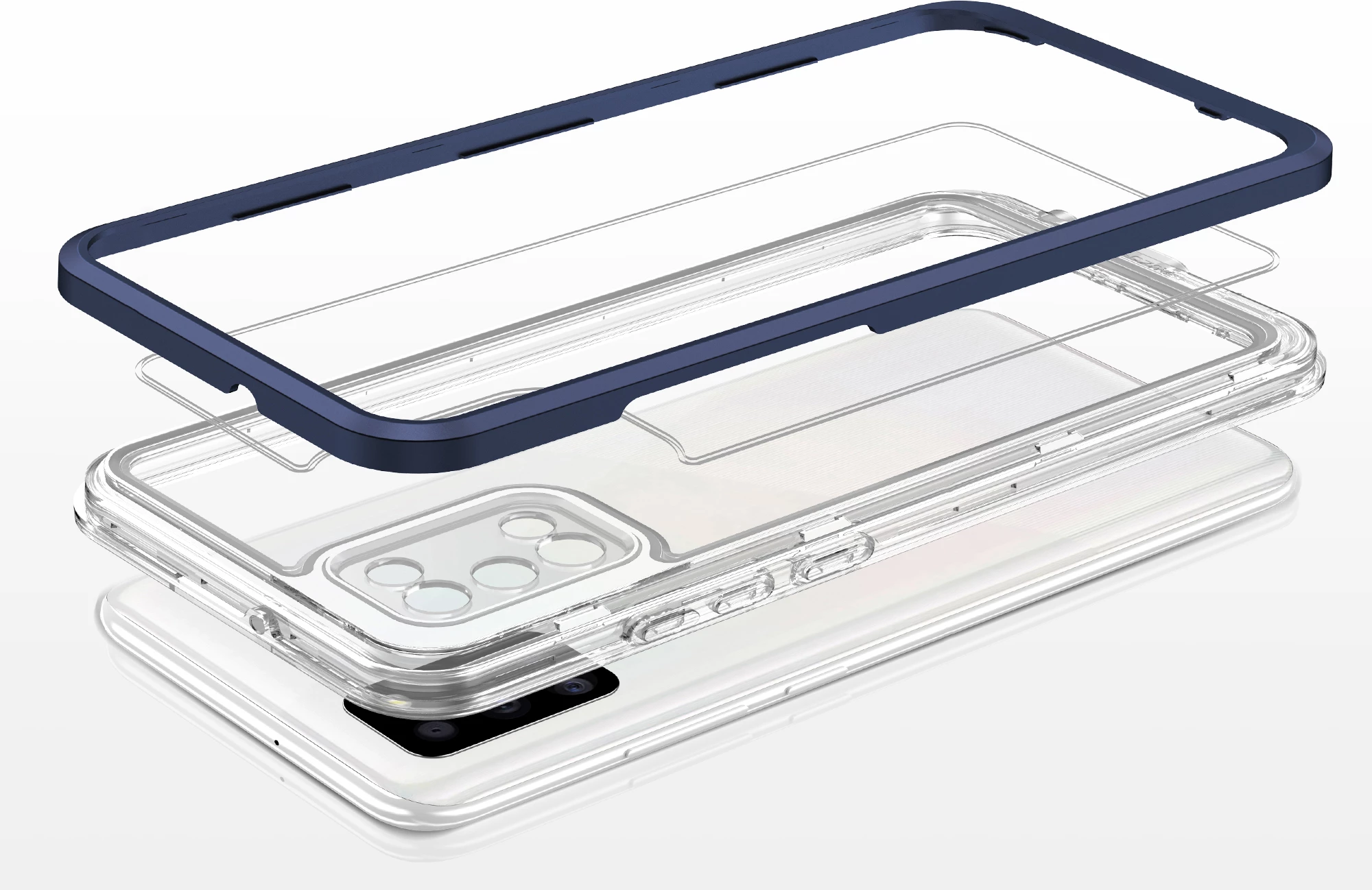 Mbështjellës Hurtel Hybrid Armor Clear 3in1 për Samsung Galaxy A03s, Kaltër/Transparent