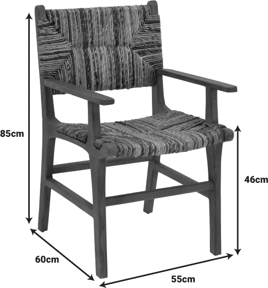 Karrige Refane dru teak natyral-litar banane 55x60x85cm