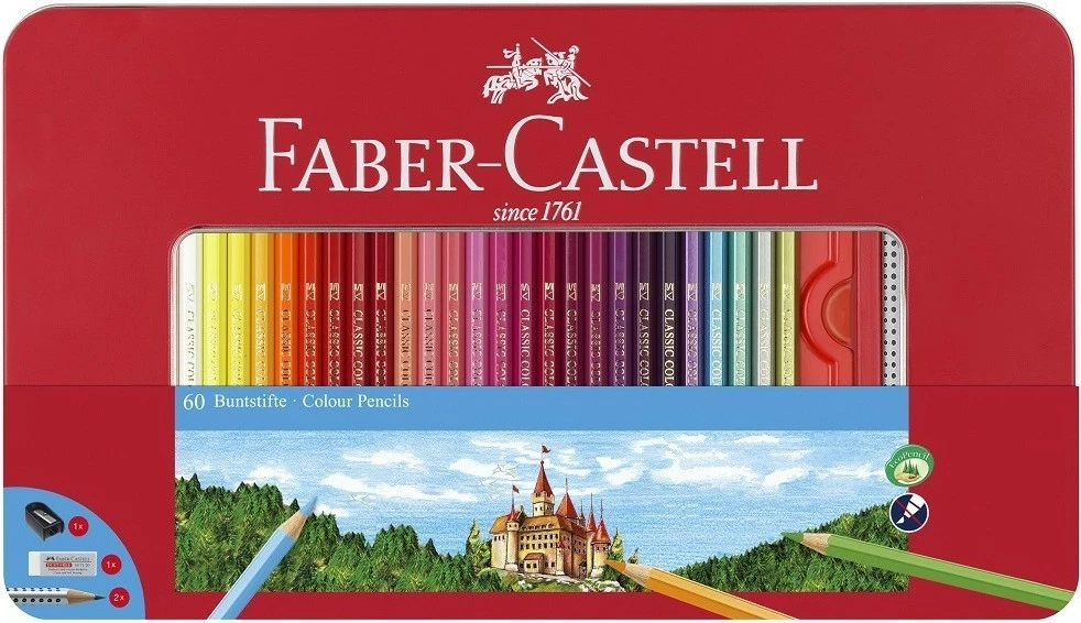 Set lapsa ngjyrues Faber-Castell 60 copë, kuti kartoni