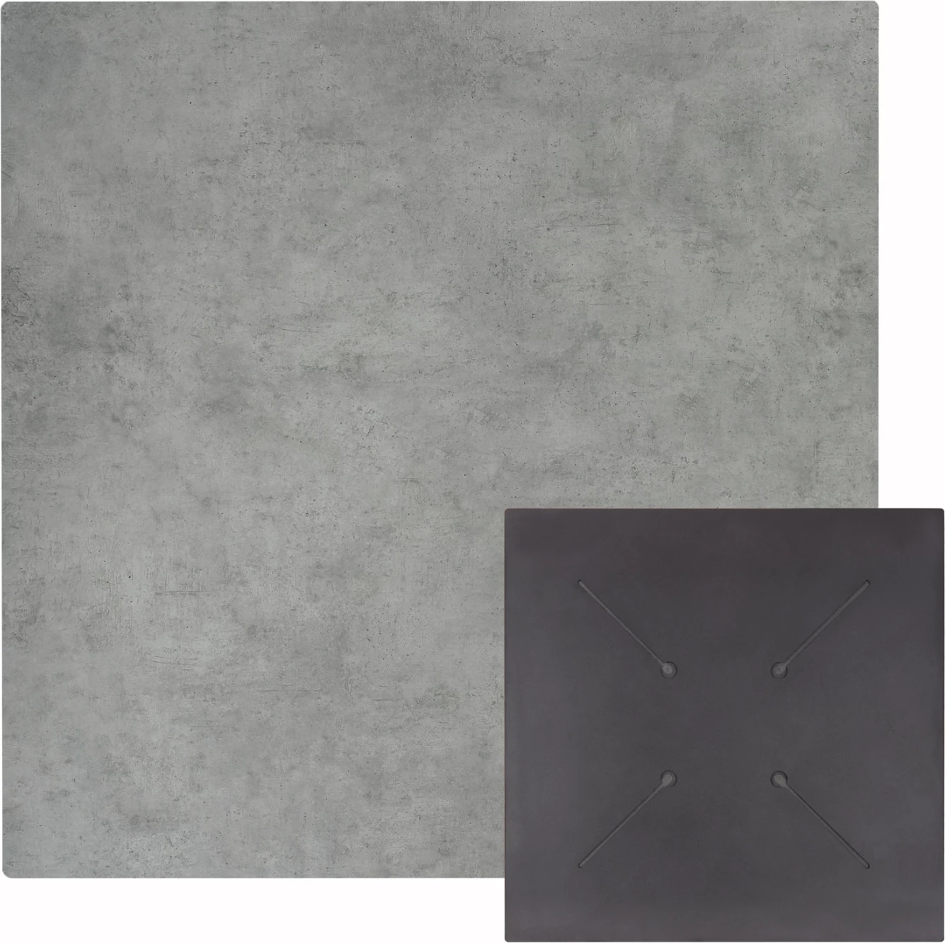Sipërfaqe tavoline katrore HPL, ngjyrë çimento, 70x70cm, set prej 2 copësh